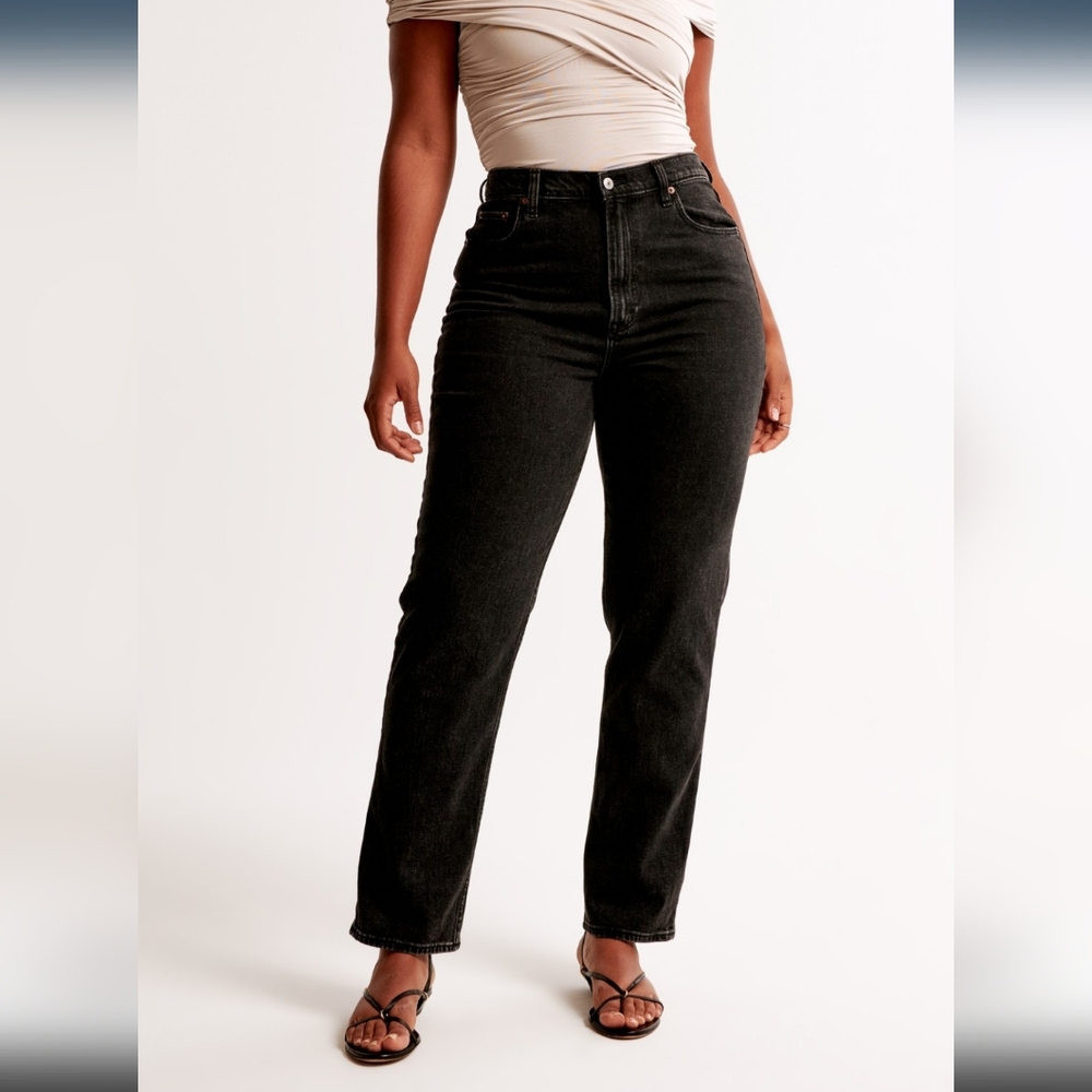 Abercrombie And Fitch Curve Love Ankle Straight Jean BLACK, 31/ 10 Long
